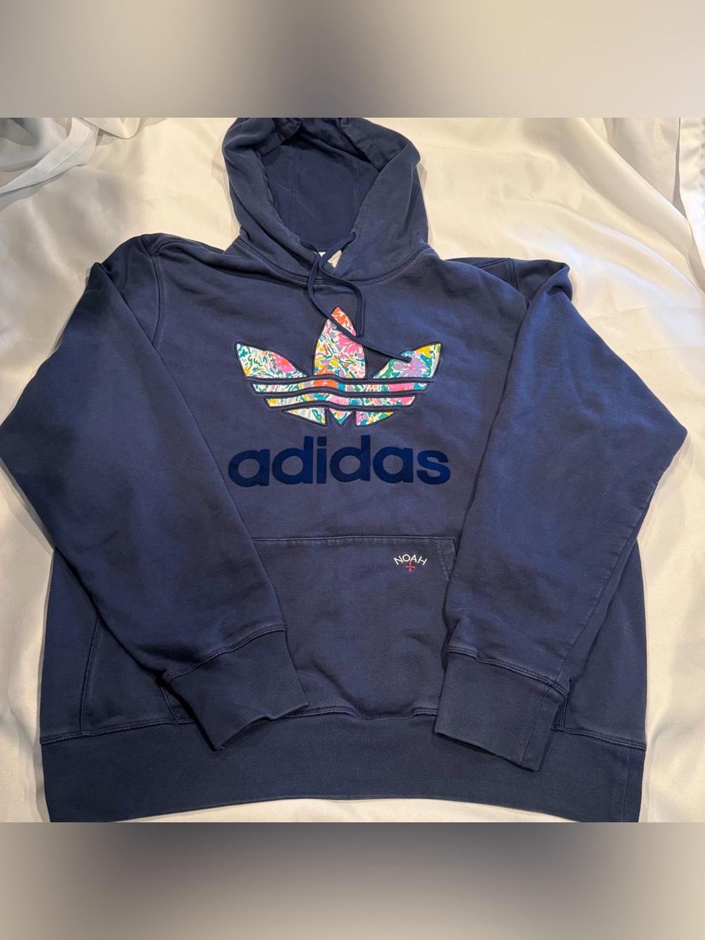 adidas x NOAH Hoodie SAMPLE XL Navy Floral Paisley Applique GS1392 Rare